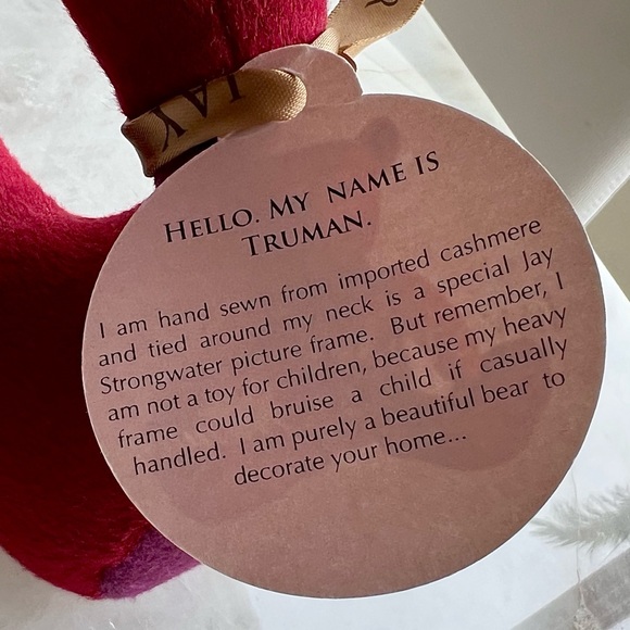 💘 Teddy Bear JAY STRONGWATER “TRUMAN” Red Jewel Plush Cashmere with mini Frame - Picture 8 of 10